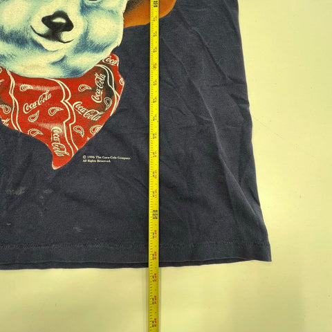 Vintage 1996 Coca-Cola Coke Polar Bear Cowboy T-Shirt Double Stitch Sz L
