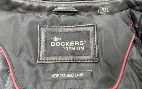 Dockers Premium Men's Black New Zealand Lambskin Leather Quilted Jacket Sz XXL