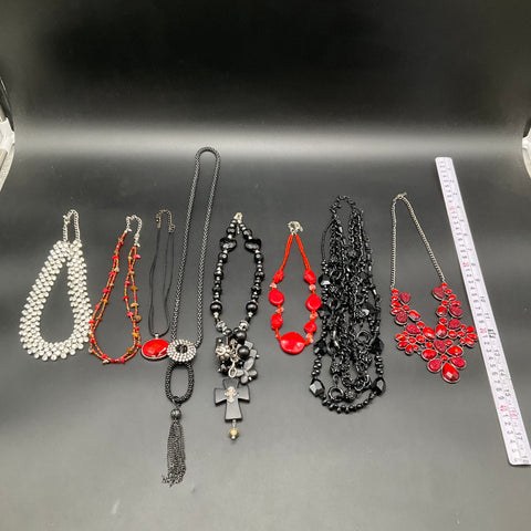Fashion Costume Necklace Lot of 8 Statement Bib Beaded Cross Tassel Rhinestone