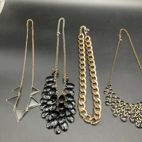 Vintage to Modern Costume Jewelry Lot 1.16 lbs Necklaces Statement Gold Tone