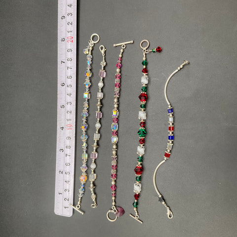 Crystal Art Glass Beaded Bracelet Lot of 9 Mixed Multi-Color Fashion Jewelry