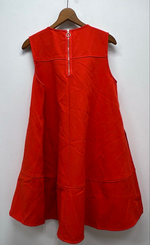 Maeve Women's Red A-Line Sleeveless Pleated Front Zip Back Pocket Dress Sz S