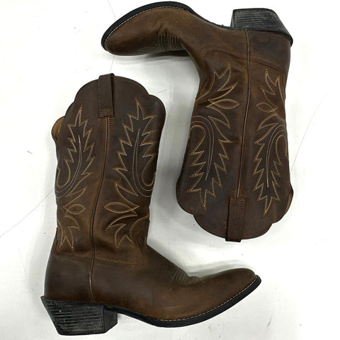 Ariat Heritage Western R-Toe Brown Leather Cowboy Boots Women's Size 9.5 B