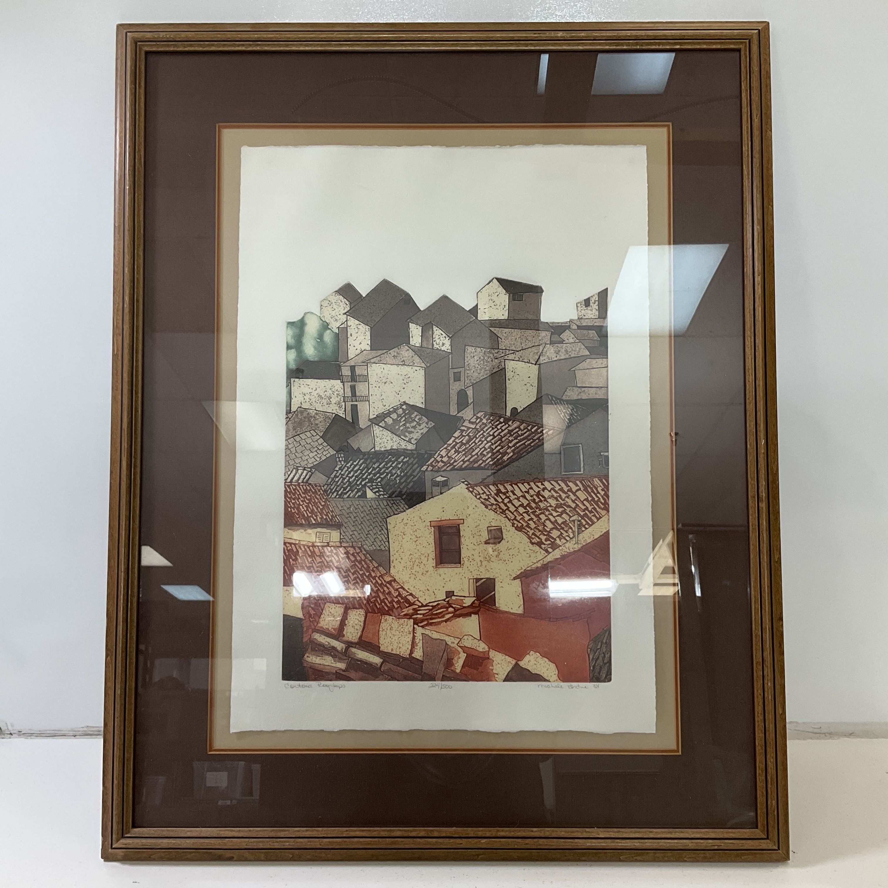Cortona Rooftops Michele Perdue Signed Numbered Print Lithograph 224/500 1984