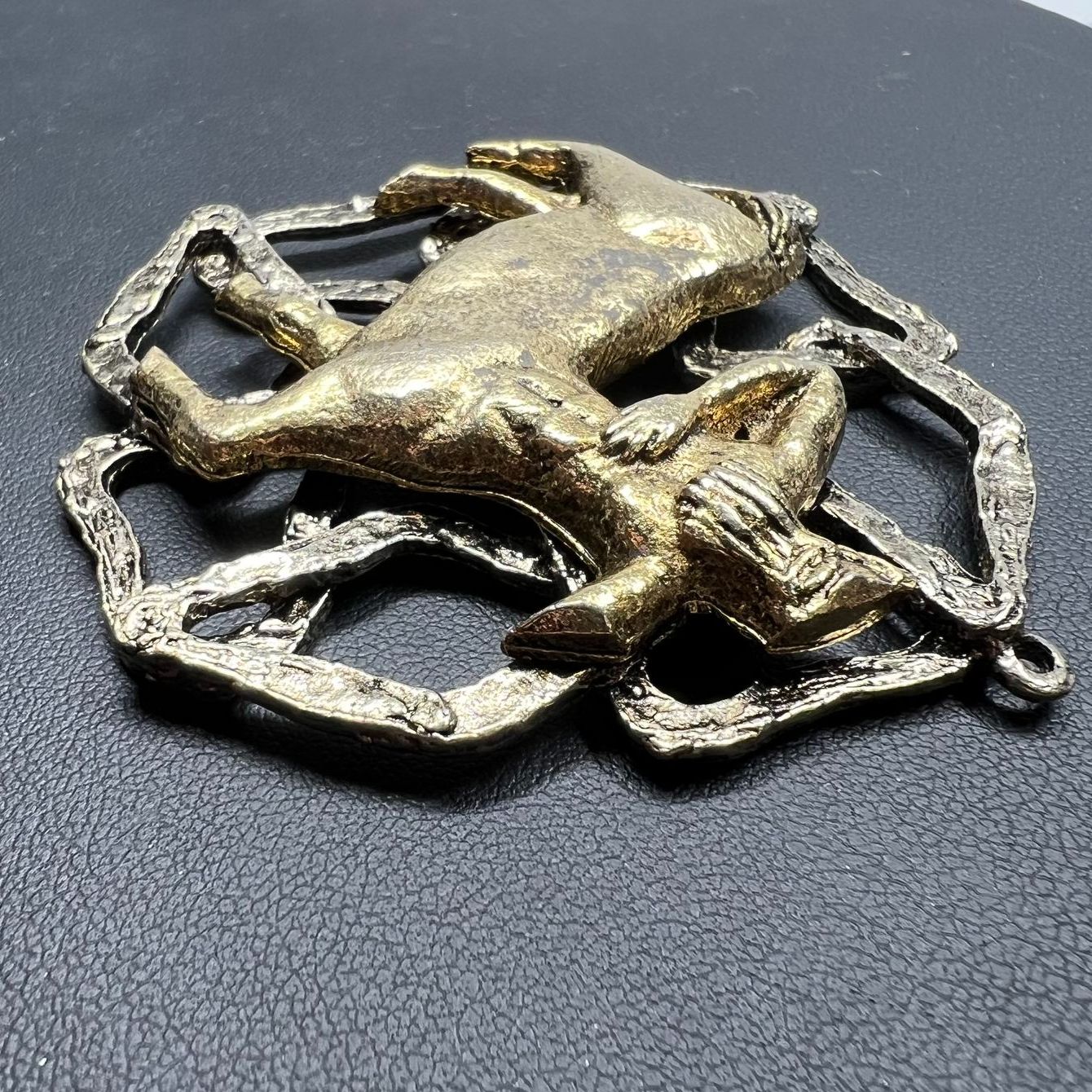 Vintage Signed ART 1960s Centaur Pendant Medallion Two-Tone Brutalist Figural