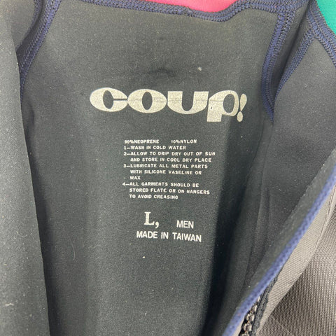 Coup Mens Wetsuit Size L Short Sleeve Neoprene Shorty Black Pink Teal