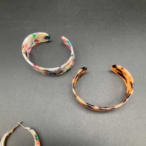 Resin Acetate Hoop and Drop Earrings Jewelry Lot Tortoise Confetti 11 Pc