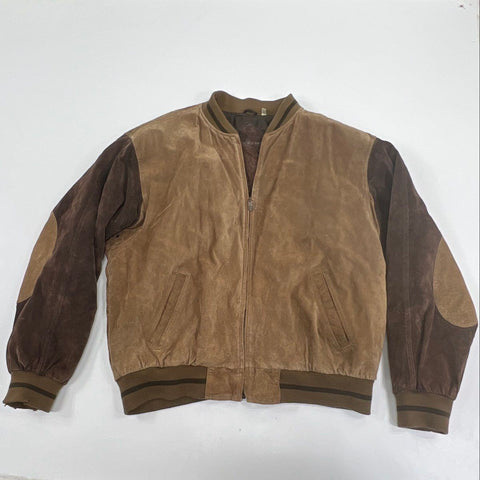 Roundtree & Yorke Vintage 90s Men's Suede Leather Bomber Jacket Brown Tan XL