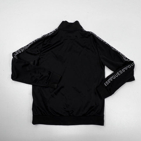 Guess Men's Black Full Zip Track Jacket Logo Tape Sleeves Triangle Logo Sz M