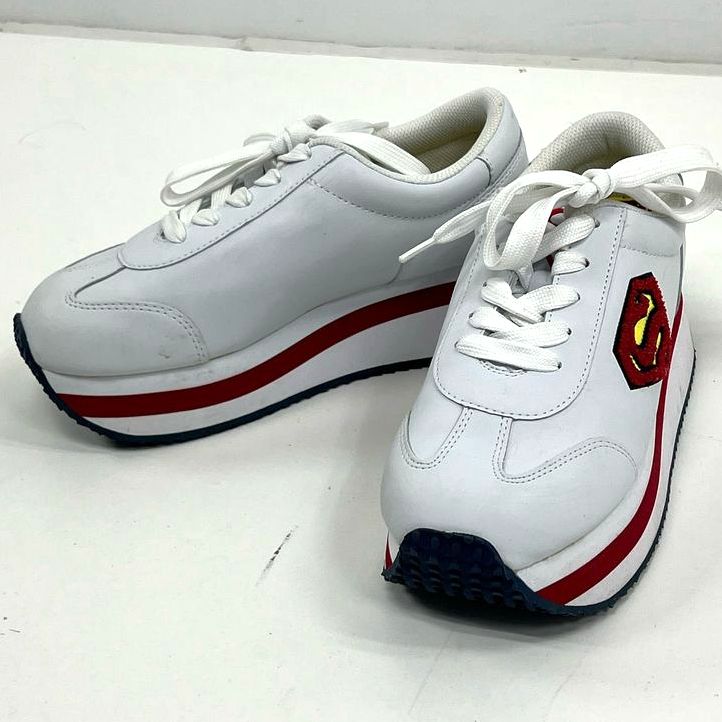 Vintage DC Comics White Super Girl Platform Lace Up Sneakers Shoes Girls 6.5