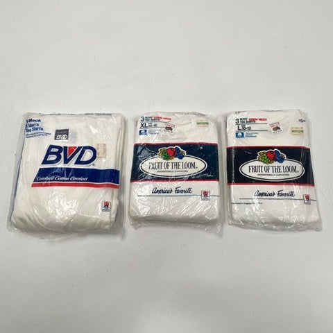 Vintage 90s Lot 3 NWT FOTL BVD T-Shirts Mens Boys Sz L XL NOS USA Made