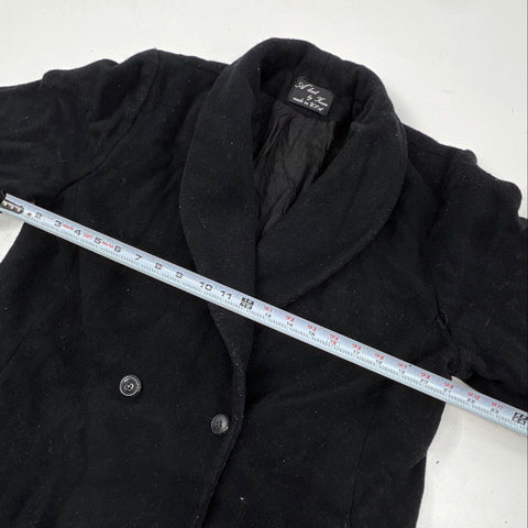 Vintage 90s A'leet by Karen Women's Black Wool Blend Shawl Collar Long Coat