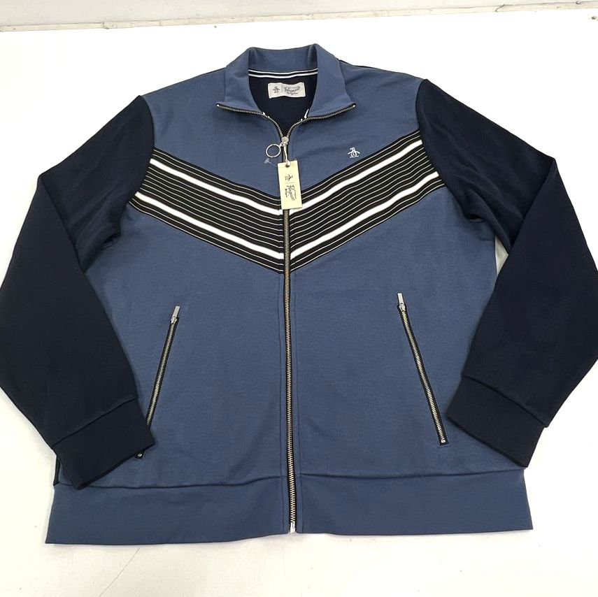 Penguin Munsingwear Blue Navy Colorblock Striped Track Jacket Men's XXL