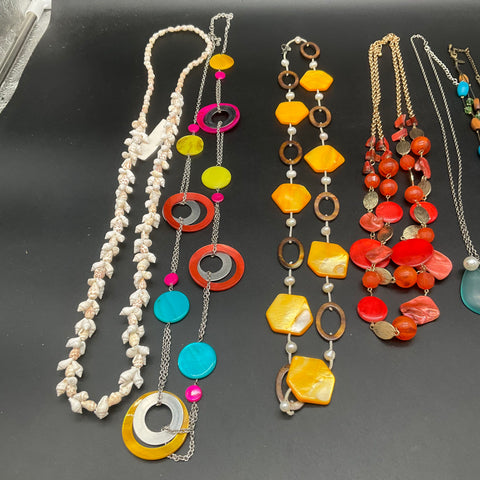 Vintage Boho Beaded and Shell Fashion Costume Necklace Jewelry Lot of 8