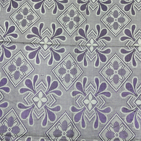 Vintage Purple Woven Tapestry Bedspread Geometric Floral Motif Fringe Coverlet