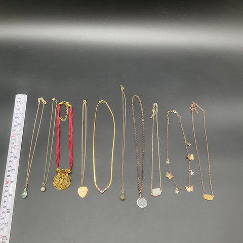 Gold Tone Fashion Necklace Lot of 10 Butterfly Heart Filigree Pendants