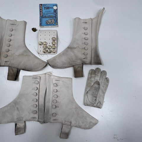 Vintage Military Spats Canvas Gaiters Rank Insignia Patches Buttons Mixed