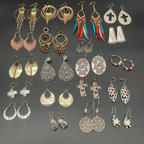 Vintage and Modern Earrings Jewelry Lot 18 Pairs Southwestern Boho Filigree