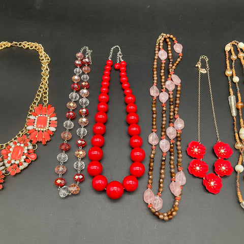 Chico's Mixed Fashion Statement Necklace Lot of 8 Beaded Floral Bib Gold Tone