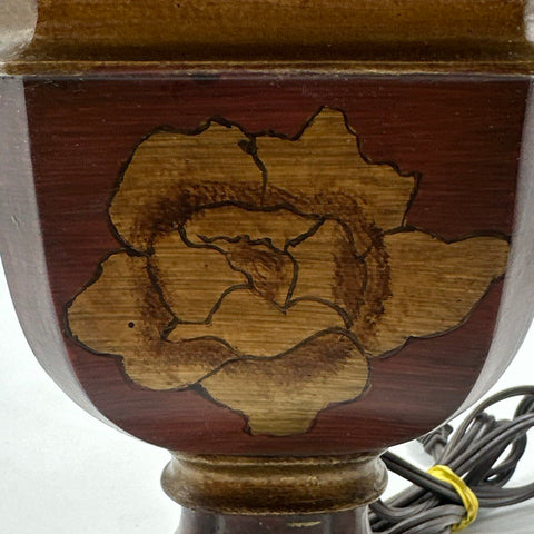 Traditional Urn Style Table Lamp Rose Motif Tapered Fabric Shade Accent Lamp