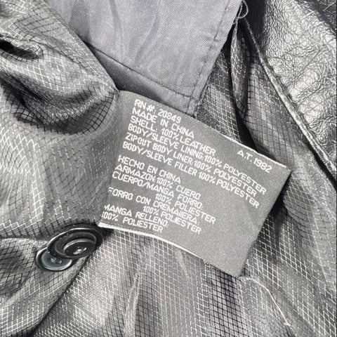 Vintage 90s Phase Two Black Leather Button Front Long Jacket Coat Sz 1XL