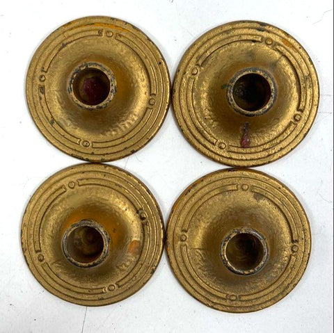 Vintage Hammered Brass Taper Candlestick Holders Set of 4 Arts & Crafts Style