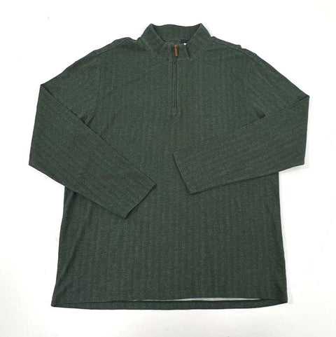 Mizzen+Main Men's Spruce Green Herringbone Quarter Zip Pullover NWT Size L