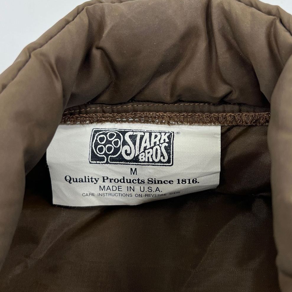 VTG Men's Stark Bros Orchards Stark Trees Brown Puffy Vest Snaps - Size Medium