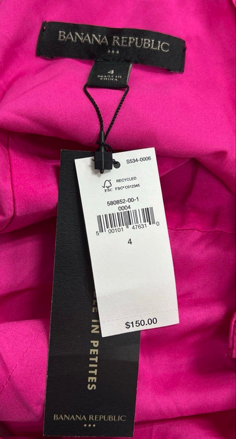 Banana Republic Women's Pink Halter Maxi Dress V-Neck Tie Neck Pleated Sz 4 NWT