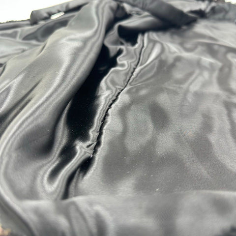 Vintage 1950s Black Real Fur Shawl Capelet Hand Stitched Satin Lining Sz OS