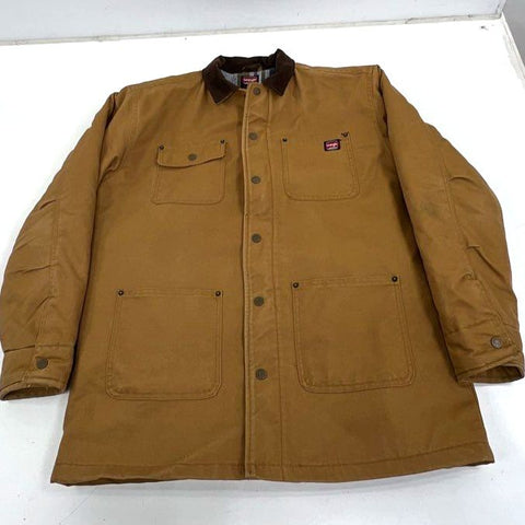 Wrangler Men's Tan Workwear Chore Coat Jacket Corduroy Collar Lined Size L
