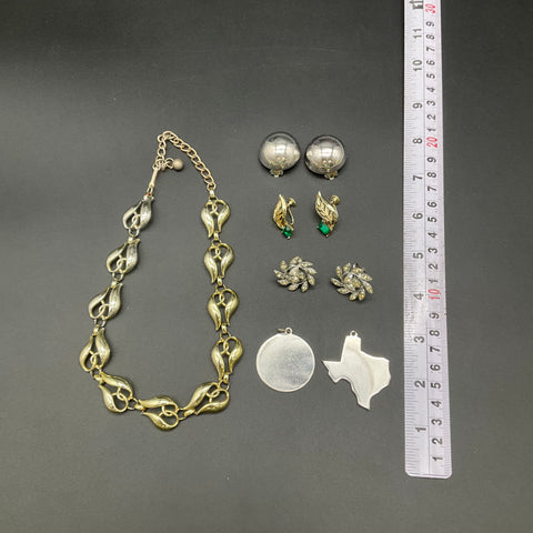 Vintage Coro Signed Costume Jewelry Lot Necklace Earrings Texas Charm 6 Pieces