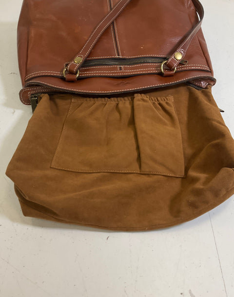 Patricia Nash Brown Leather Tote Shoulder Bag Brass Hardware
