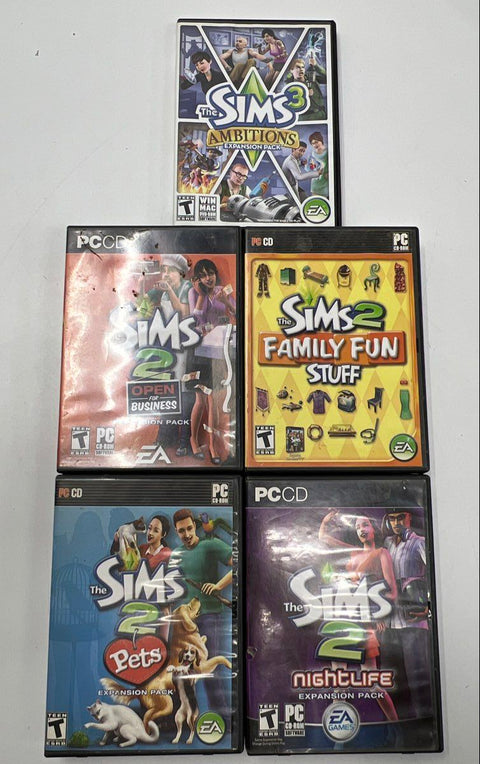 The Sims 2 The Sims 3 5 PC Game Lot Expansion Packs CIB Untested