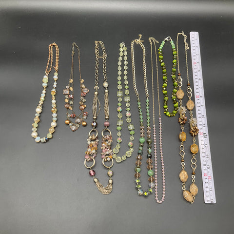 8 Beaded Fashion Necklaces Lot Faceted Glass Faux Pearl MultiStrand Mixed Style