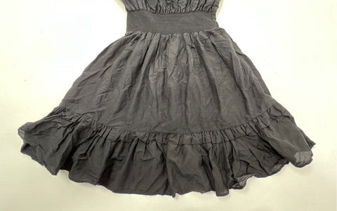 Magali Pascal Women's Black Smocked Puff Sleeve Ruffle Mini Dress Size XL