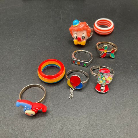 Vibrant Kid Core Jewelry Lot 20pc Rainbow Clown Gumball Machine Butterfly Heart