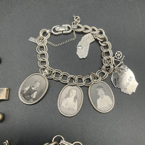 Vintage Costume Jewelry Charm Bracelet Lot of 4 Ten Commandments Travel Music