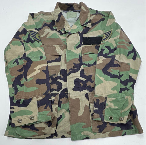 US Military Men's Woodland Camo BDU Lot 3pc Jacket Pants USAF Patches Size M L