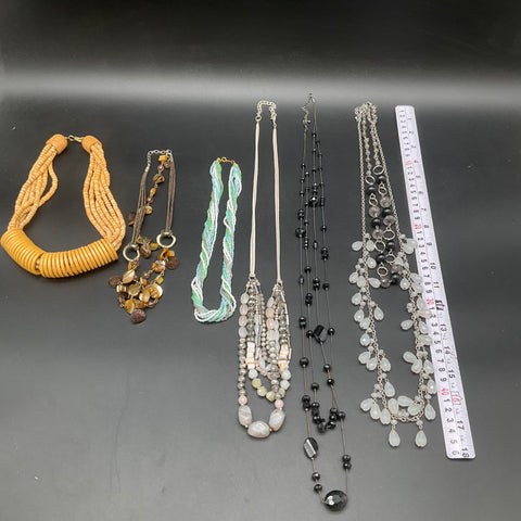 Vintage & Modern Statement Necklaces Jewelry Lot of 6 Beaded Wood Shell Boho