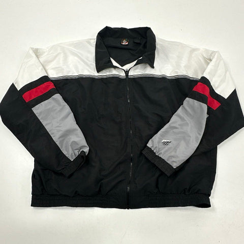 Vintage Y2K USA Olympic Men's Black White Colorblock Windbreaker Jacket Sz 3XLT