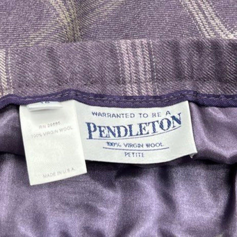 Vintage 90s Pendleton Women's Purple Plaid Wool A-Line Skirt USA Petite Sz 10