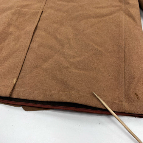 Vintage 70s Woolrich Faux Fur Lined Tan Wool Rancher Car Coat Jacket Sz 44