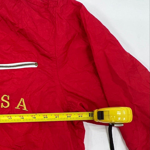 Vintage 90s East West Men's Red USA Patriotic Hooded Windbreaker Jacket M