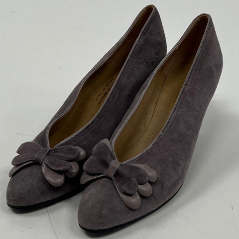 Vintage Saks Fifth Avenue Fantastic Mauve Suede Bow Pumps Italy Women's Size