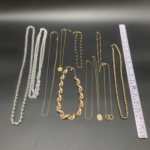 Vintage Costume Jewelry Lot of 11 Necklaces Gold Silver Tone Zodiac Choker