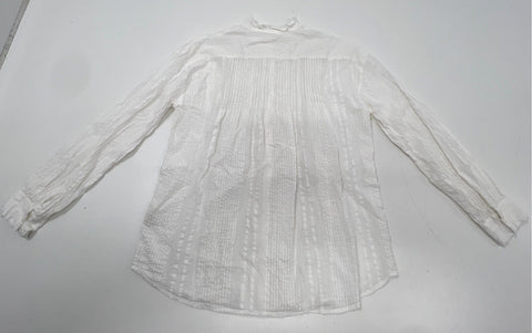 Hartford Women's White Alternative Top Lace Panel Pintuck Ruffle Blouse Size 1