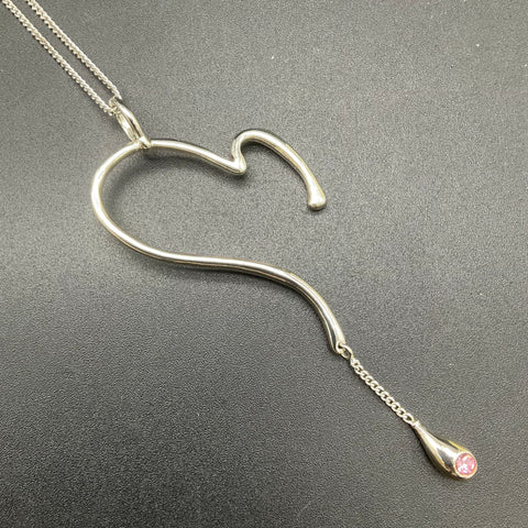 Montana Silversmiths Silver Tone Pink Stone Open Heart Necklace Earrings Set
