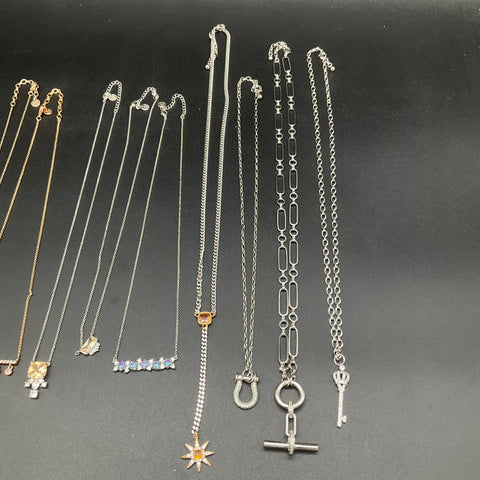 Bomb Party Fashion Jewelry Lot of 13 Necklaces Silver Gold Rose Gold Tone Mixed