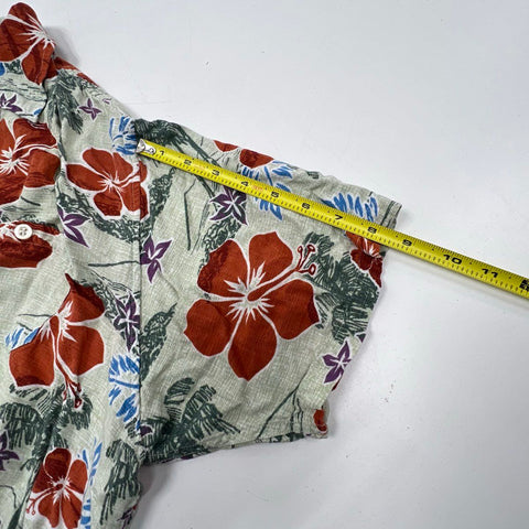 Pendleton Gray Red Hawaiian Floral Palm Tree Button Up Shirt Women's XXL